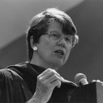 Janet Reno giving a speech