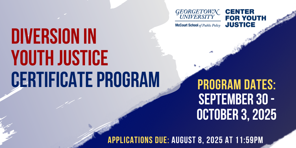 Diversion in Youth Justice Header showing program dates (Sept. 30-Oct.3, 2025) and application deadline (Aug. 8, 2025).