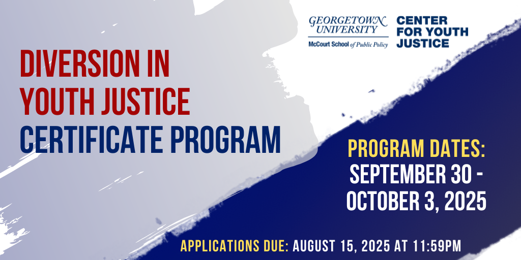 Diversion in Youth Justice Header showing program dates (Sept. 30-Oct.3, 2025) and application deadline (Aug. 8, 2025).