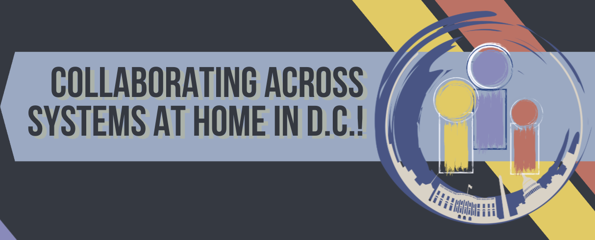 Title text with illustration of cityscape of DC