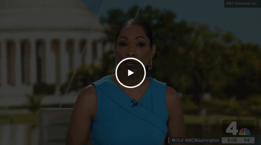 Snapshot of news segment with play button to link to news site