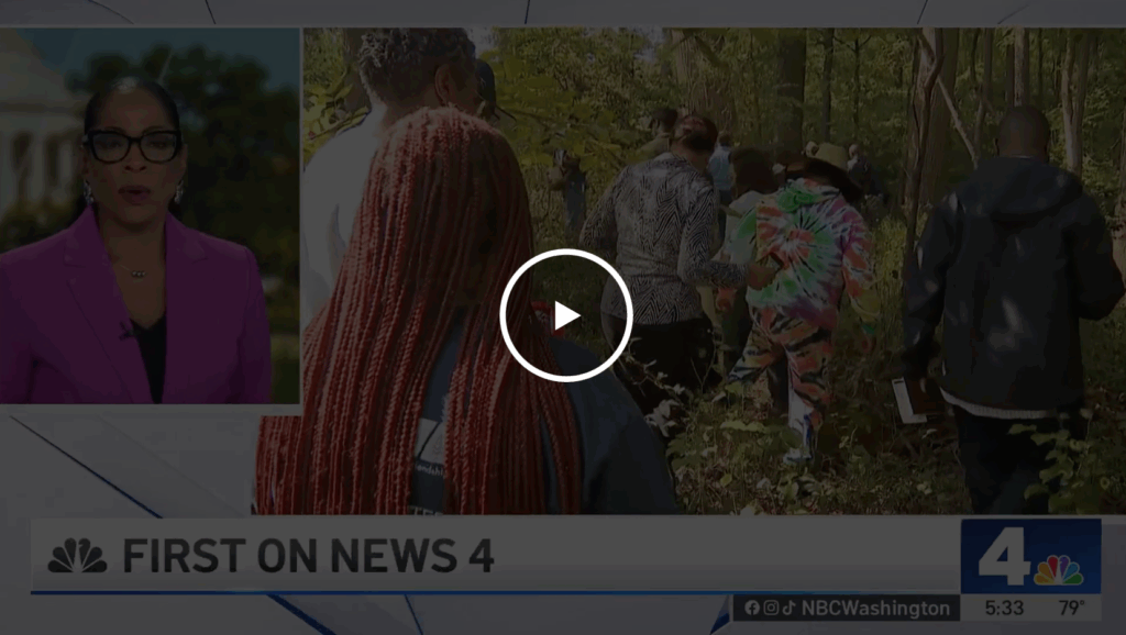 Snapshot of news segment with play button to link to news site