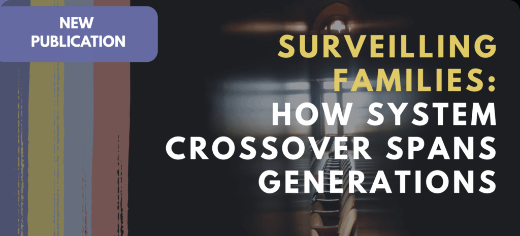 Text over image of peeking into a classroom: Surveilling Families: How System Crossover Spans Generations