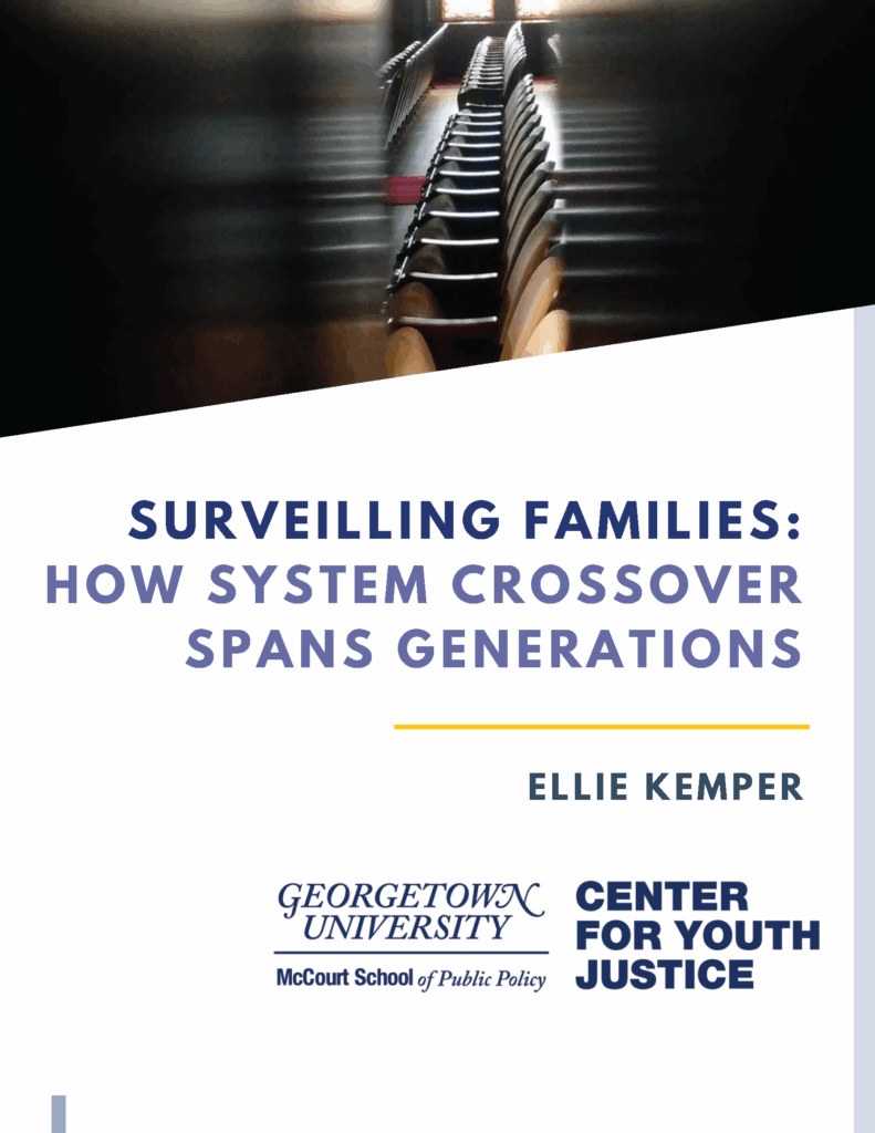 Cover page of Paper with photo of glimpsing through a closed door into a classroom