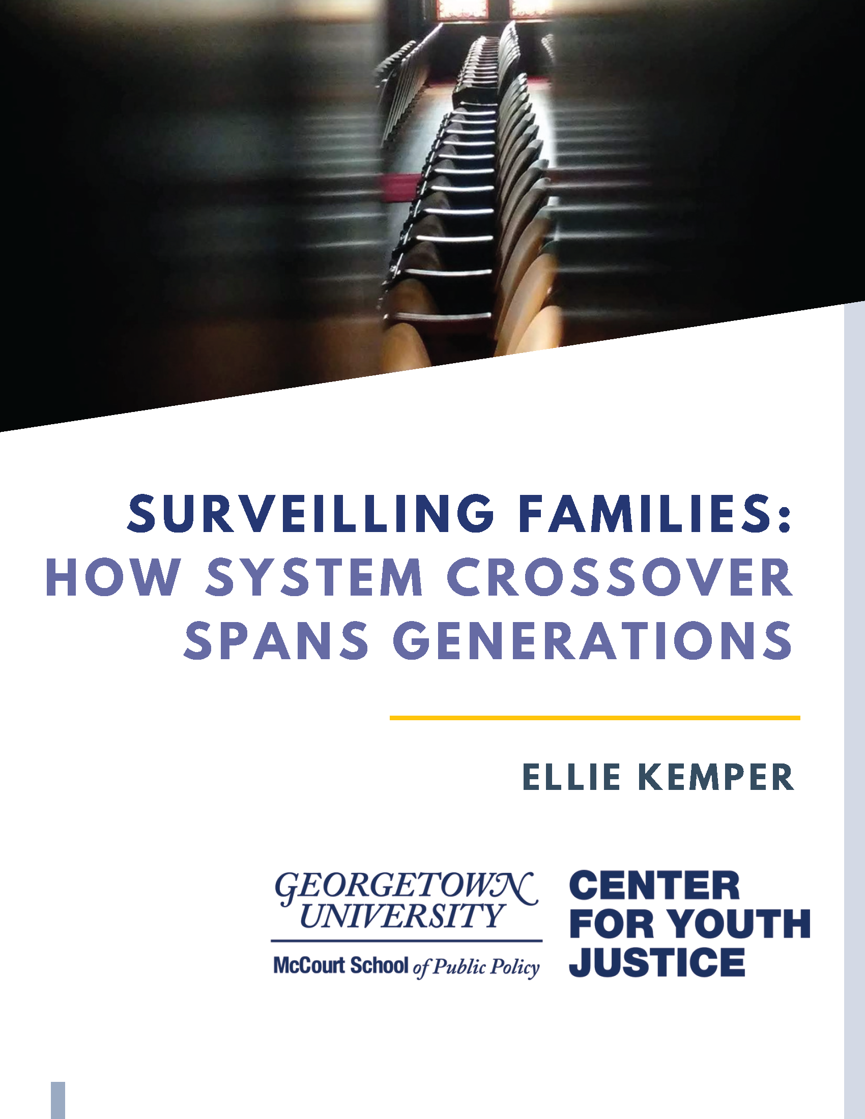 Cover page of Paper with photo of glimpsing through a closed door into a classroom