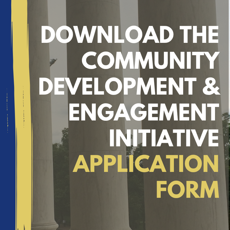 Text over Lincoln Monument Pillars "Download the Application Form"