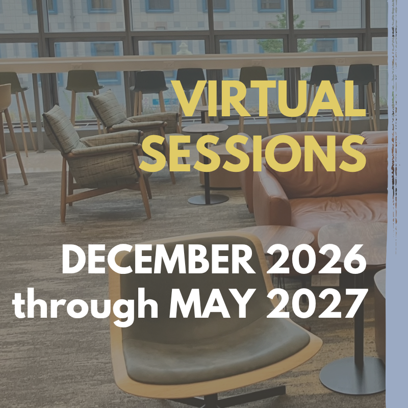 Virtual Sessions text over picture of McCourt lobby