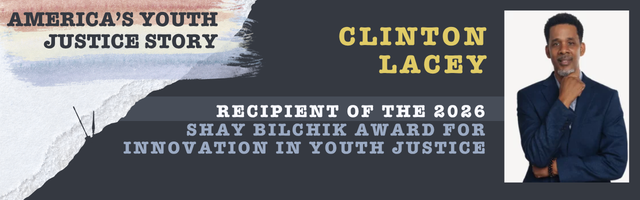 picture of Clinton Lacey announcing him as the recipient of the Shay Bilchik Award for Innovation in Youth Justice