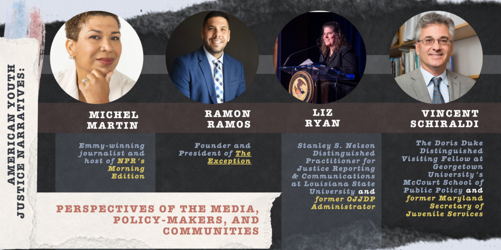 Speaker photos for the Youth Justice Narrative Panell