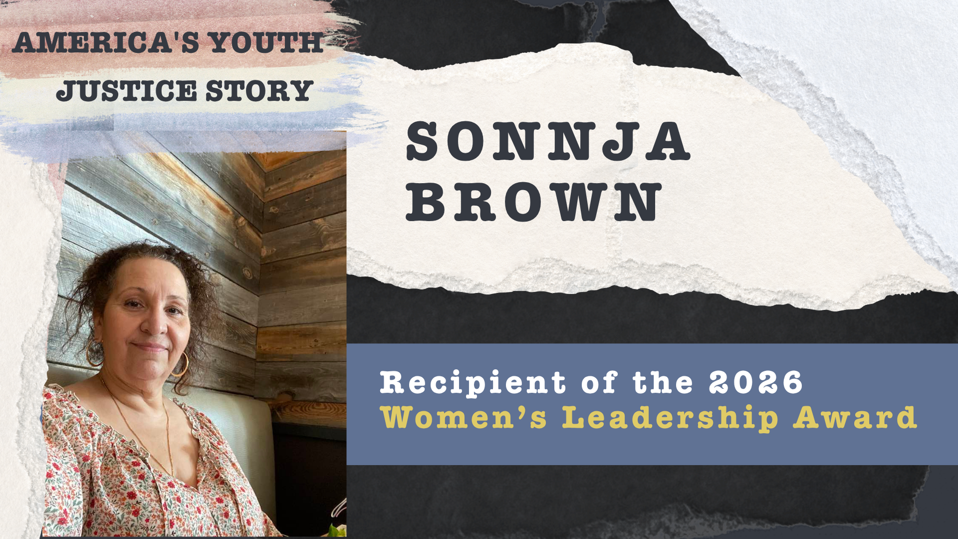 Header text announcing Sonnja Brown as the 2026 Women's Leadership Award recipient